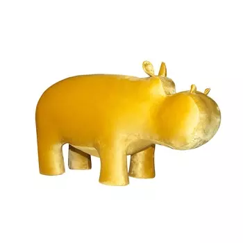 Пуф бегемот мини велюр желтого цвета