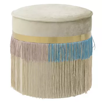 Пуф бежевого цвета на деревянном каркасе