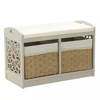 Пуф-бокс серого цвета с двумя ящиками