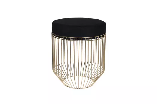 Пуф черного цвета с металлическим каркасом