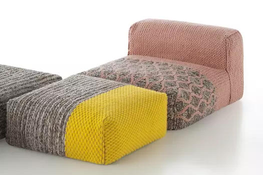 Пуф модульный Plait Pink серо-розового цвета