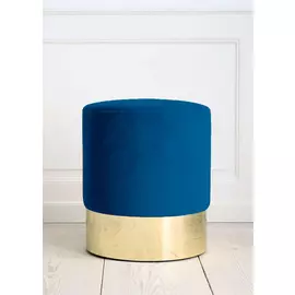 Пуф на латунном основании Madone синего цвета