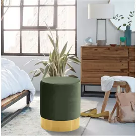 Пуф на золотом основании Domane болотного цвета