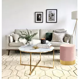 Пуф на золотом основании Domane розового цвета