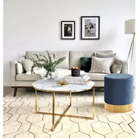 Пуф на золотом основании Domane синего цвета