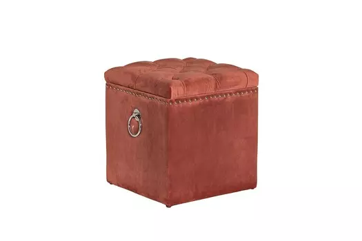 Пуф с крышкой из велюра темно-розового цвета