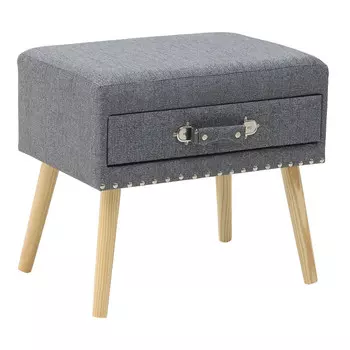 Пуф серого цвета с выдвижным ящиком