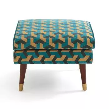 Пуф Wilde y из велюра и полиэстера сине-желтого цвета