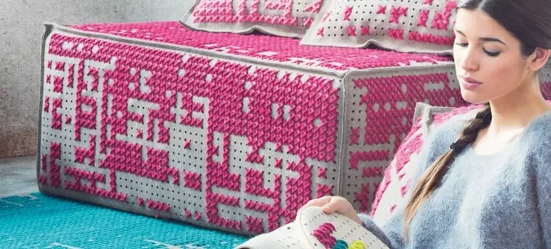 Пуфик Abstract серо-коричневого цвета