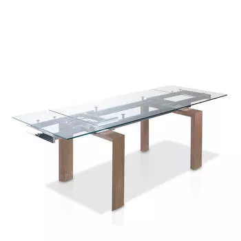 Раздвижной обеденный стол со стеклянной столешницей