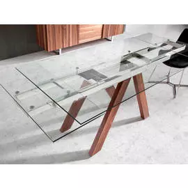 Раздвижной обеденный стол со стеклянной столешницей