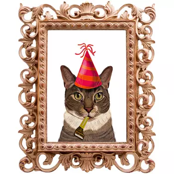 Репродукция Happy Birthday в раме матильда беж