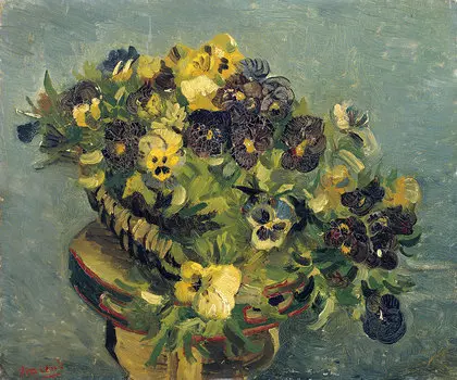 Репродукция картины на холсте Basket of Pansies on a Table 1886 г.