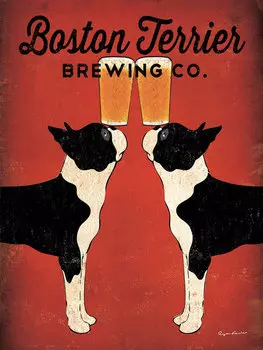 Репродукция картины на холсте Boston Terrier Brewing co