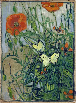 Репродукция картины на холсте Butterflies And Poppies 1890 г.