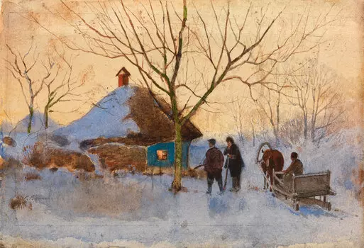 Репродукция картины на холсте by a Forest Lodge