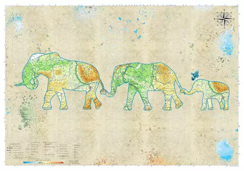 Репродукция картины на холсте слоны