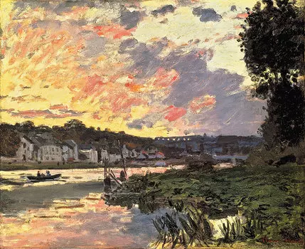 Репродукция картины на холсте The Seine at Bougival in The Evening 1870 г.