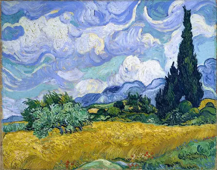 Репродукция картины на холсте Wheat Field With Cypresses at The Haude Galline Near Eygalieres 1889 г.