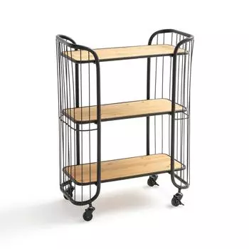 Сервировочный столик на колесиках Hiba из сосны и металла