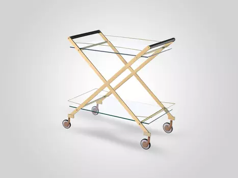 Сервировочный столик с двумя стеклянными полочками