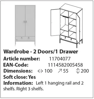 Шкаф Amy с выдвижным ящиком