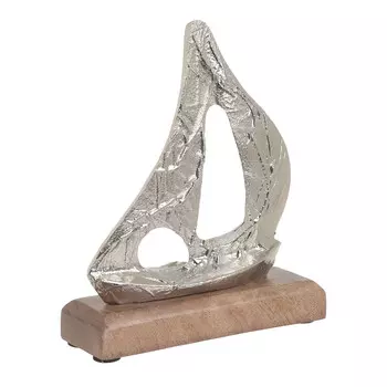 Статуэтка лодка из дерева и алюминия