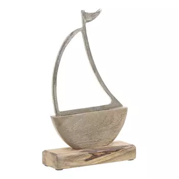 Статуэтка лодка из дерева и алюминия