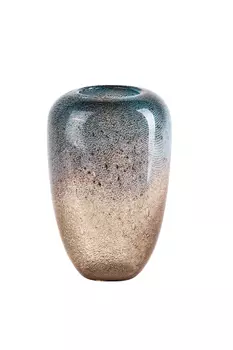 Стеклянная ваза бежево-голубого цвета