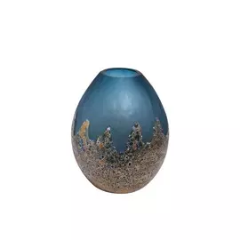 Стеклянная ваза золото-голубого цвета