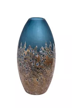 Стеклянная ваза золото-голубого цвета