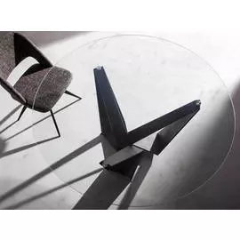 Стеклянный обеденный стол c черными ножками