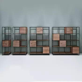 Стеллаж Kvadra 4 Black темный дуб