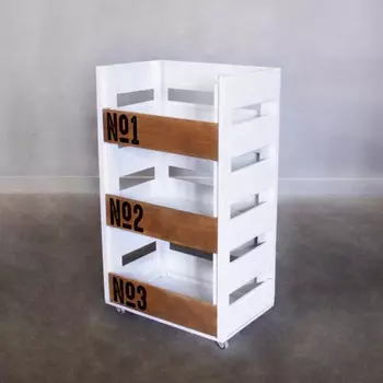 Стеллаж на колесиках Asti с тремя открытыми ящиками