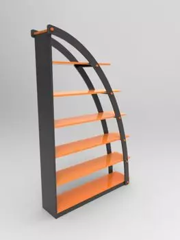 Стеллаж парус с оранжевыми полками