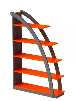 Стеллаж парус с оранжевыми полками