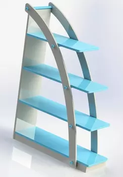 Стеллаж парус с полками голубого цвета