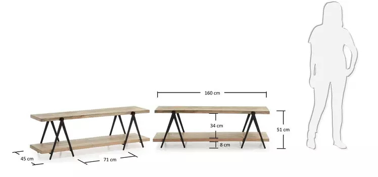 Стеллаж под тв Julia Grup Nagrom из древесины манго на железном каркасе