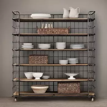 Стеллаж с дубовыми полками