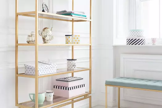 Стеллаж с узкими полками золотой