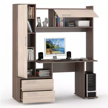 Стол компьютерный брайтон м цвета ясень шимо тёмный/ясень шимо светлый