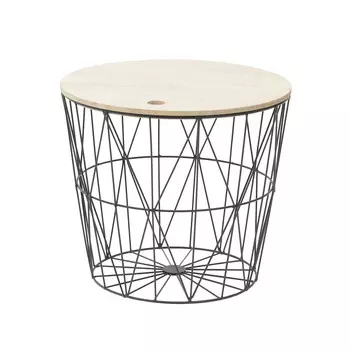 Стол-корзина с деревянной столешницей