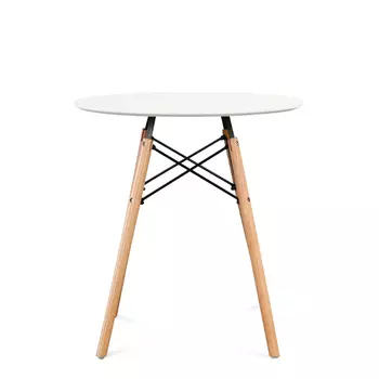 Стол круглый с ножками из массива бука и столешницей белого цвета 70х73