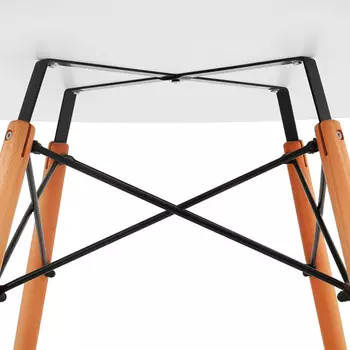 Стол круглый с ножками из массива бука и столешницей белого цвета 120х73