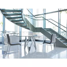 Стол круглый стеклянный с белыми ножками