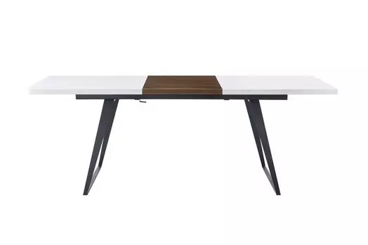 Стол обеденный раскладной белый матовый+орех