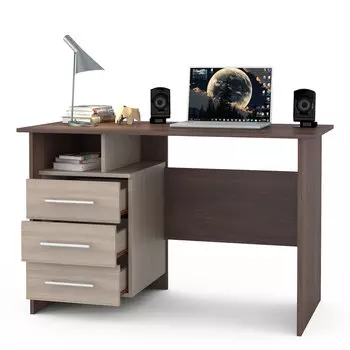 Стол письменный брайтон s цвета ясень шимо тёмный/ясень шимо светлый с тумбой