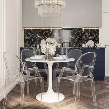 Стол Tulip с круглой столешницей белого цвета 70х73