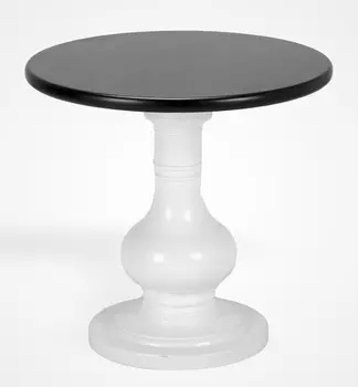 Столик круглый с черной столешницей и белой ножкой из массива берез