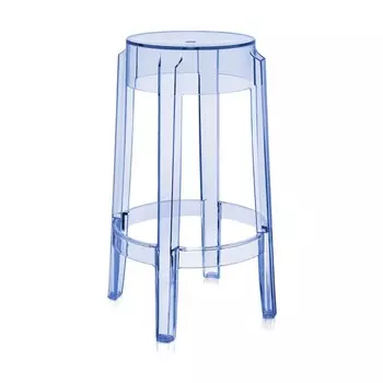 Стул барный Charles Ghost голубого цвета
